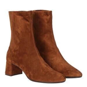 Aquazzura Saint Honoré 50 Suede Ankle Boots in Cinnamon Brown